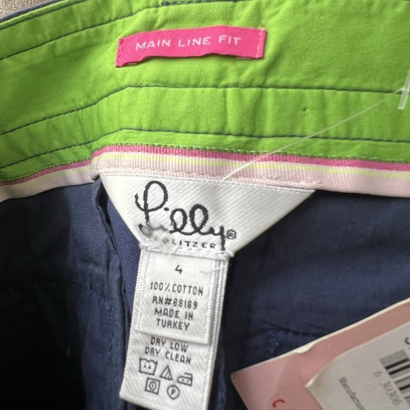 Lilly Pulitzer Main Line Chino Pants Size 4 Navy Wide Leg Office Preppy NEW - Picture 4 of 5